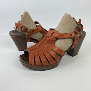Dansko Randa Platform Sandal Womens 41 / 10.5 Leather Heel Ankle Strap Peep Toe
